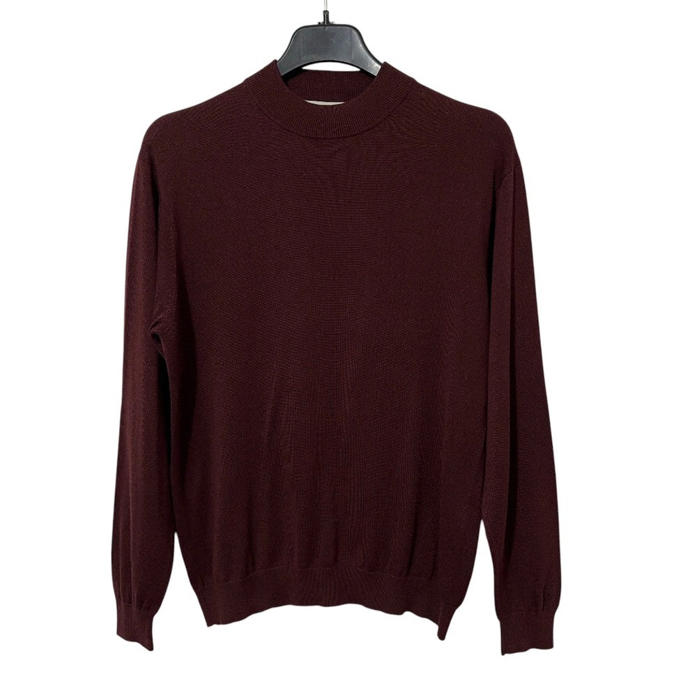 Pronto Uomo Mens Silk Bld Knit Pullover Size L Mock Neck Vintage